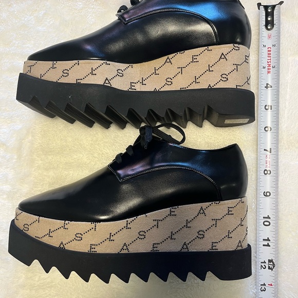 Stella McCartney Elyse Platform NEW Black Monogrammed Shoes Womens US6.5 EU36.5 - Picture 12 of 16